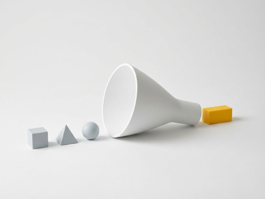 lead-generation-funnel-conversion-process.jpg White funnel with grey blocks moving toward opening and bright yellow block emerging from narrow end on clean studio background